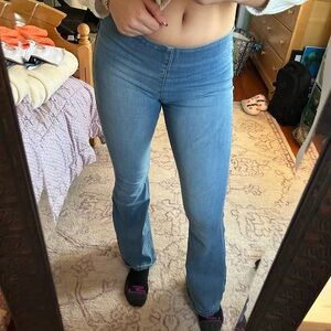 graffiti boutique buttonless flare jeans